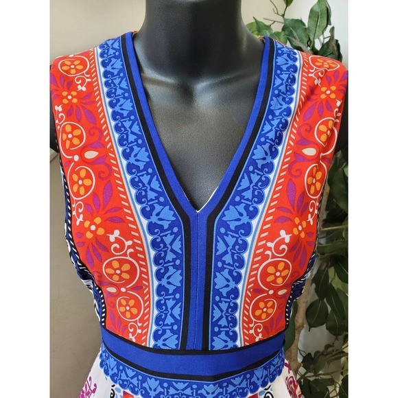 Studio One Women's Multicolor Polyester V-Neck Sleeveless Knee Length Dress PS - Picture 5 of 10